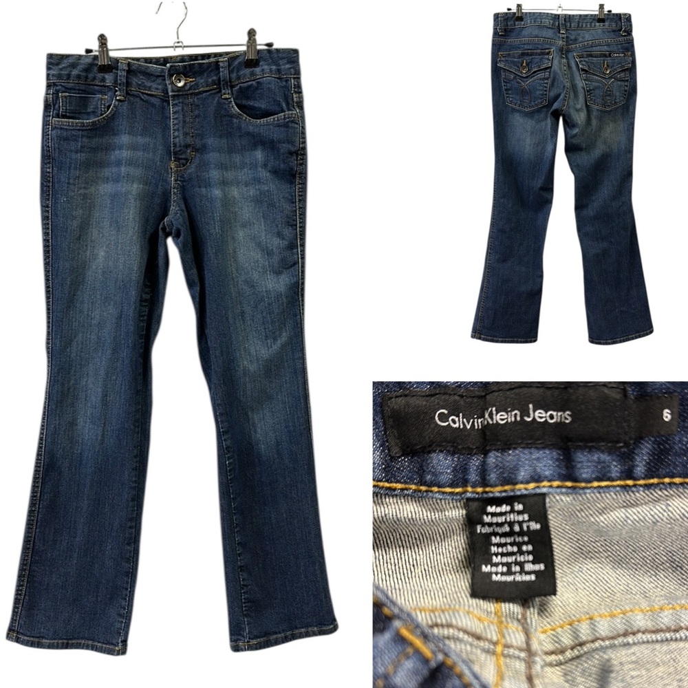 Calvin Klein Straight Leg Denim Mid Rise 5 Pocket Blue Jeans Womens 6 x 30